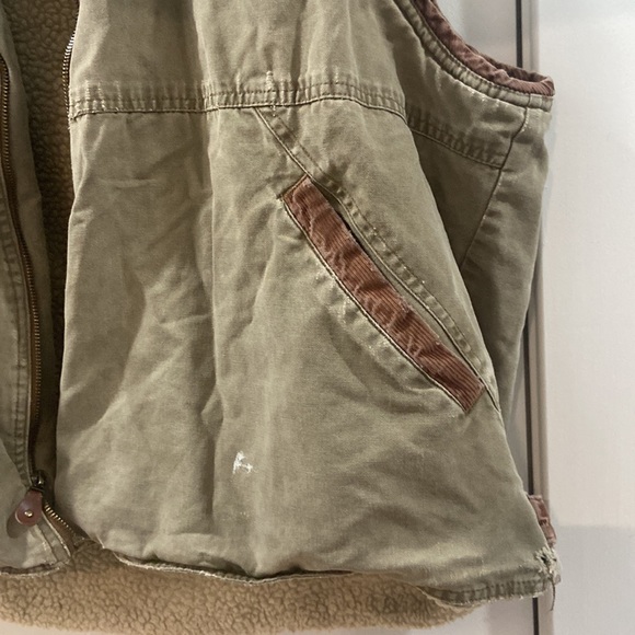 Wrangler Hero Vest Mens Green Aged Faded workforce Full Zip Sherpa Lined Sz 3XL - Picture 3 of 16